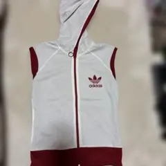 adidas メッシュ パーカー ベスト ホワイト レッド　Y2K 00