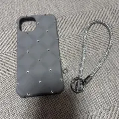 グレー ストーン付き iPhoneケース