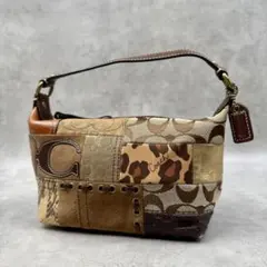 COACH コーチ アクセサリーポーチ ハンドバッグ パッチワーク