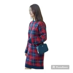 LACOSTE ラコステ ニット ワンピース ロング チェック コート セーター