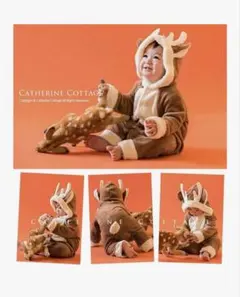 値下げ　Catherine Cottage もこもこトナカイロンパース 70cm