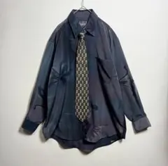 柄シャツ 総柄 グラデーション ダーク ネクタイシャツ ネクタイ シルク 絹