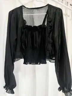 フリルシアーカーディガン×キャミソール