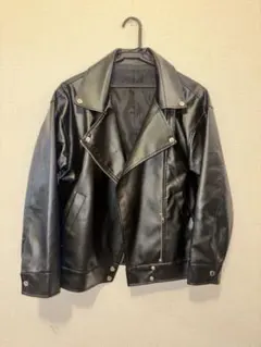 フェイクレザー ライダースジャケット ブラック