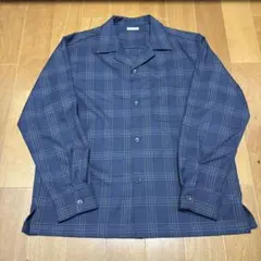 ダークグレー チェック柄 長袖シャツ　M