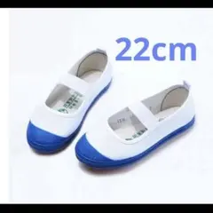 新品　22cm 上靴　ストラップ付きバレエシューズ サイズ ホワイト/ブルー