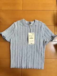 ZARA リブシェニールクロップドトップス
