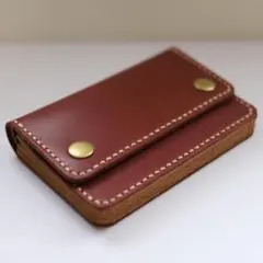 【姫路レザー使用】バーガンディ×ナチュラル トラッカー風ウォレット