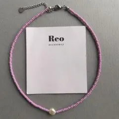 №2239淡水パール パープルカラービーズネックレス