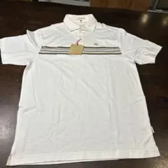 LSP ホワイト ストライプ ポロシャツ L