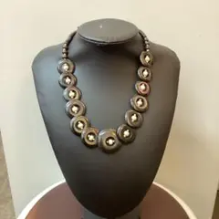 Sale! 黒と銀の円形ビーズネックレス