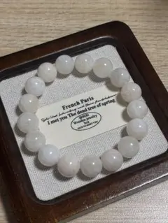 【おまけ価格】雪白の白幽霊水晶ブレスレット12.5mm（花状内包物）