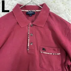 BURBERRY バーバリーロンドン半袖ポロシャツ ノバチェック ホースロゴ 赤