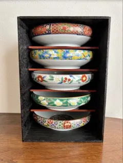 有田焼 吾山窯 錦絵変り鉄鉢揃 5枚セット 食器 陶器 和食器 小鉢 木箱