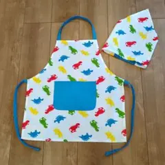 恐竜柄エプロンと三角巾セット　110〜130
