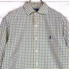 ポロバイラルフローレン　ワンポイント刺繍　チェックシャツ　イエロー　Ｍ　ポニー☆