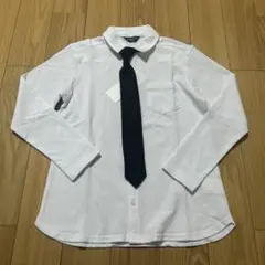 新品☆コムサイズム　黒ネクタイ付き白長袖シャツ140㎝