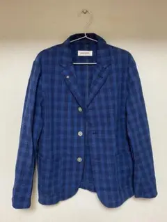 【グランドグローバル】格子柄　チェック柄　春夏ジャケット/ブルー（青）