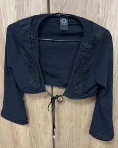 【美品】Ozz Oneste チャイナボタン レース切替 ボレロ 黒 7分袖のサムネイル