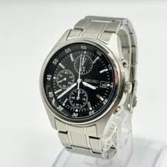 稼働品 SEIKO セイコー 腕時計 クロノグラフ デイト 黒文字盤 クォーツ