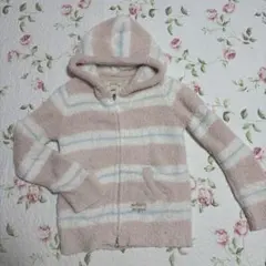 ジェラートピケ フード付きストライプパーカー