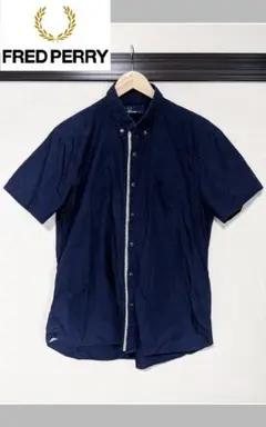 【FRED PERRY】半袖シャツ/ネイビー/花柄/ボタンダウン/ロゴ刺繍/古着のサムネイル