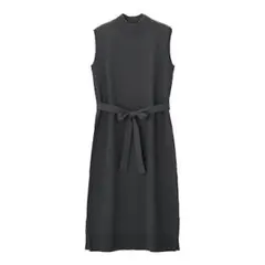 新品タグ付き GU ハイネックニットワンピース(ノースリーブ) ブルー