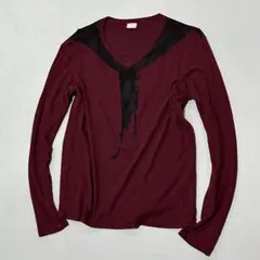 00s Diesel 騙し絵 スカーフ Ｖネック ヘンプ ロングtシャツ お兄系