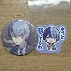 プロセカ　グリッター缶バッジ　グリ缶9A 青柳冬弥　カラパレ　特典　ステッカー