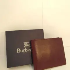 Burberrys バーバリー　ダークブラウン レザー 二つ折り財布 　箱付き
