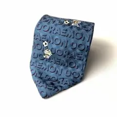 1027 DORAEMON ドラえもん　総柄　シルク　ネクタイ　水色