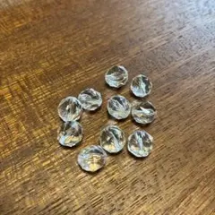 天然石　水晶　クリスタルカットビーズ 10個セット 透明 アクセサリーパーツ