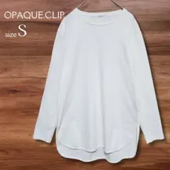 オペークドットクリップ 長袖ロングTシャツ カットソー プルオーバー 白 S