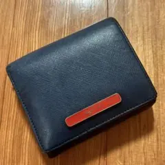 agnes b. VOYAGE 二つ折り財布 ネイビー×レッドのサムネイル