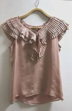 ANAYI アナイ　フリルフロントノースリーブブラウス　シアーピンク　きれいめ