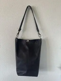 ハンドメイド（リメイク）ダークブラウン 皮革 ミニ手提げ