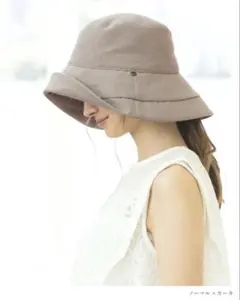 【試着のみ】帽子屋 Loo＆c【UVシャルマンハット】つばノーマル×カーキ