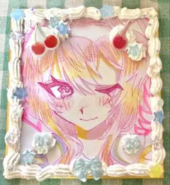 手描きイラスト オリジナル 原画 色紙 ホイップデコ