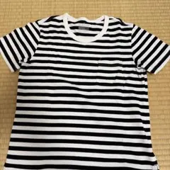 MUJI 無印良品 ボーダーTシャツ ポケット付き XS