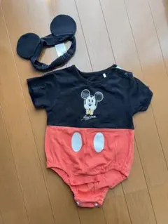 ミッキーマウスロンパースとヘアバンドセット