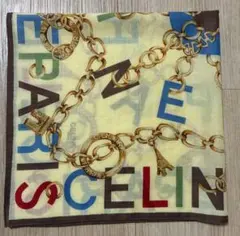 CELINE セリーヌ 大判ハンカチ 58×58チェーン柄 ロゴ柄 ヴィンテージのサムネイル