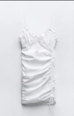 ZARA ミニワンピース　ギャザーリボン
