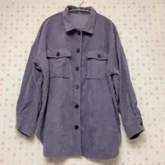 【美品♥️秋物】パープル コーデュロイ バックロゴシャツ 紫