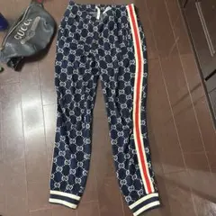 GUCCI GGロゴ ジョガーパンツ ネイビー レッド L - メルカリ