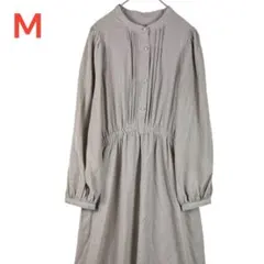 新品未使用　ベージュ Mサイズ ボタン付き　ロング　フレア　フレア　ワンピース