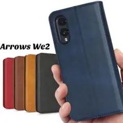 Arrows We2 ケース 手帳型 カードケース M07 レトロ ネイビー