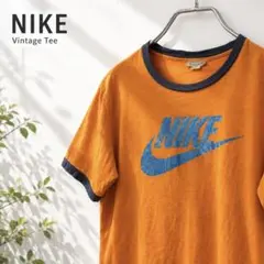 NIKE リンガーTシャツ オレンジ JUST DO IT ビッグロゴ 古着