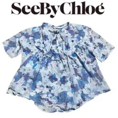 シーバイクロエ（See By Chloé）水彩画風ブラウス　フリル　リボンのサムネイル