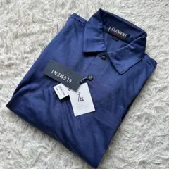 新品✨Element エレメント リネン100%ポロシャツ　青ブルー　麻　日本製のサムネイル