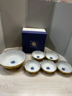 たち吉　黄地輪花 取り鉢揃